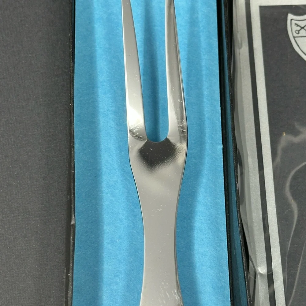 NEW!! Stainless Porcelain Handle Carving Fork Floral Pattern Made in USA L0